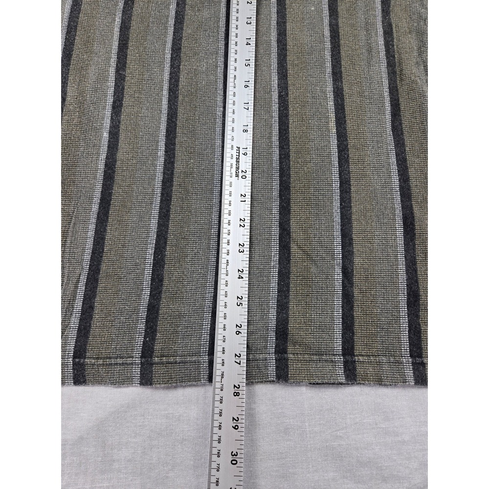 St Johns Bay Mens Long Sleeve Striped Polo Shirt Olive Gray Cotton Small - Picture 5 of 12